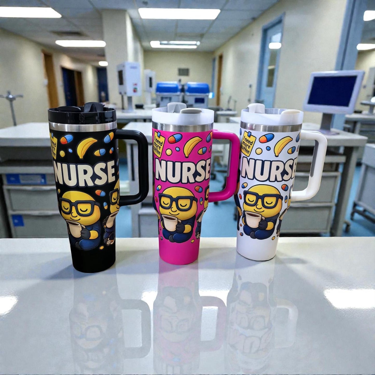 Nurse Tumbler 40oz Stainless Steel – Insulated Coffee Mug with Handle