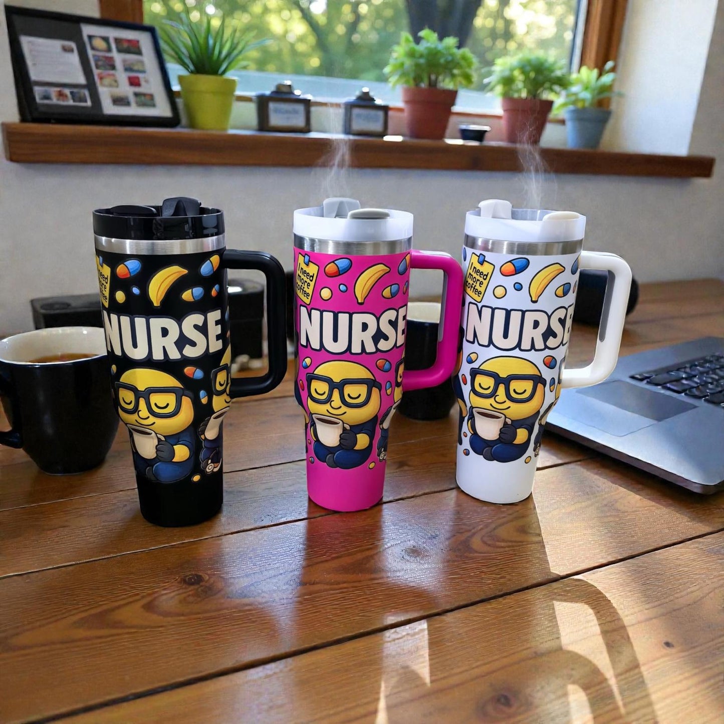 Nurse Tumbler 40oz Stainless Steel – Insulated Coffee Mug with Handle