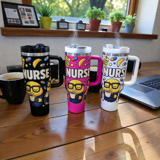 Nurse Tumbler 40oz Stainless Steel – Insulated Coffee Mug with Handle