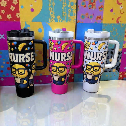 Nurse Tumbler 40oz Stainless Steel – Insulated Coffee Mug with Handle